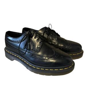Dr Martens Brogue Shoes 3989 Black Leather Stitch Leather Lace Up Women's Size 7